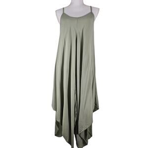 VINTAGE WOMEN'S GREEN ITALIAN-MADE VISCOSE SLEEVELESS STRAP DRESS – ONE SIZE
